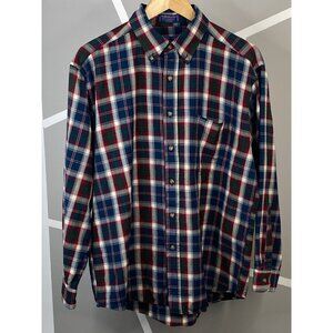 Pendleton Sir Pendleton Mens S Virgin Wool Plaid Tartan Shirt Red Blue Button